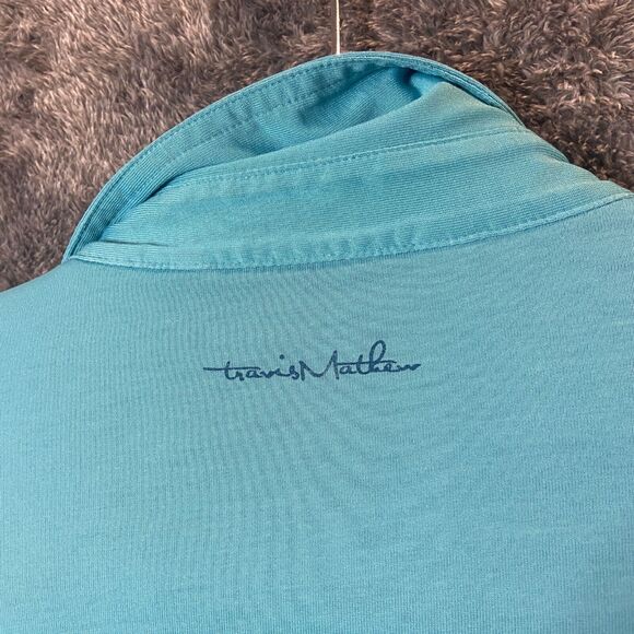 Travis Mathew Polo Shirt Mens 2XL XXL Light Blue Performance Timberstone Golf - Picture 10 of 11